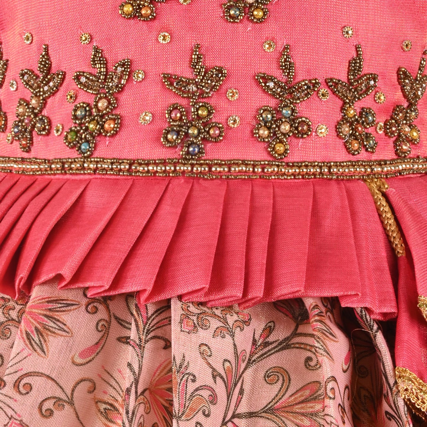 Girls Art Silk Embroidered Party Dress with Tassel Detail | Elegant Kids Festive & Occasion Wear