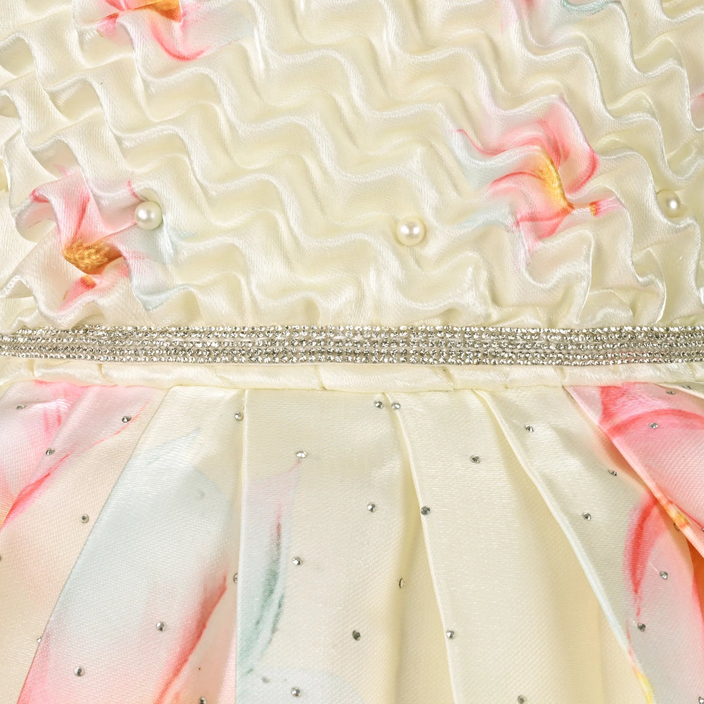 Elegant Kids Floral Party Dress – Satin Fabric | Puff Sleeves | Premium Occasion Wear