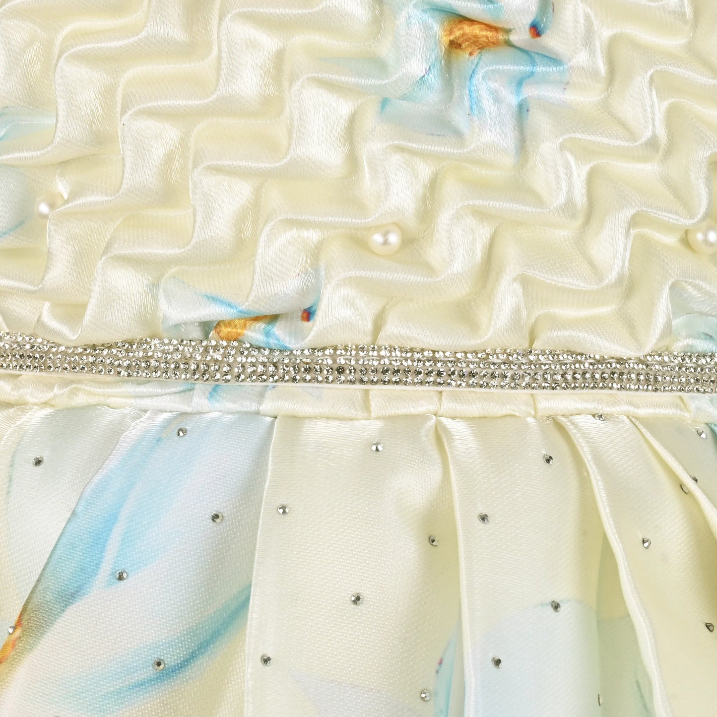 Elegant Kids Floral Party Dress – Satin Fabric | Puff Sleeves | Premium Occasion Wear