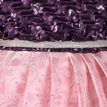 Elegant Kids Floral Party Dress – Satin Fabric | Puff Sleeves | Designer Occasion Wear