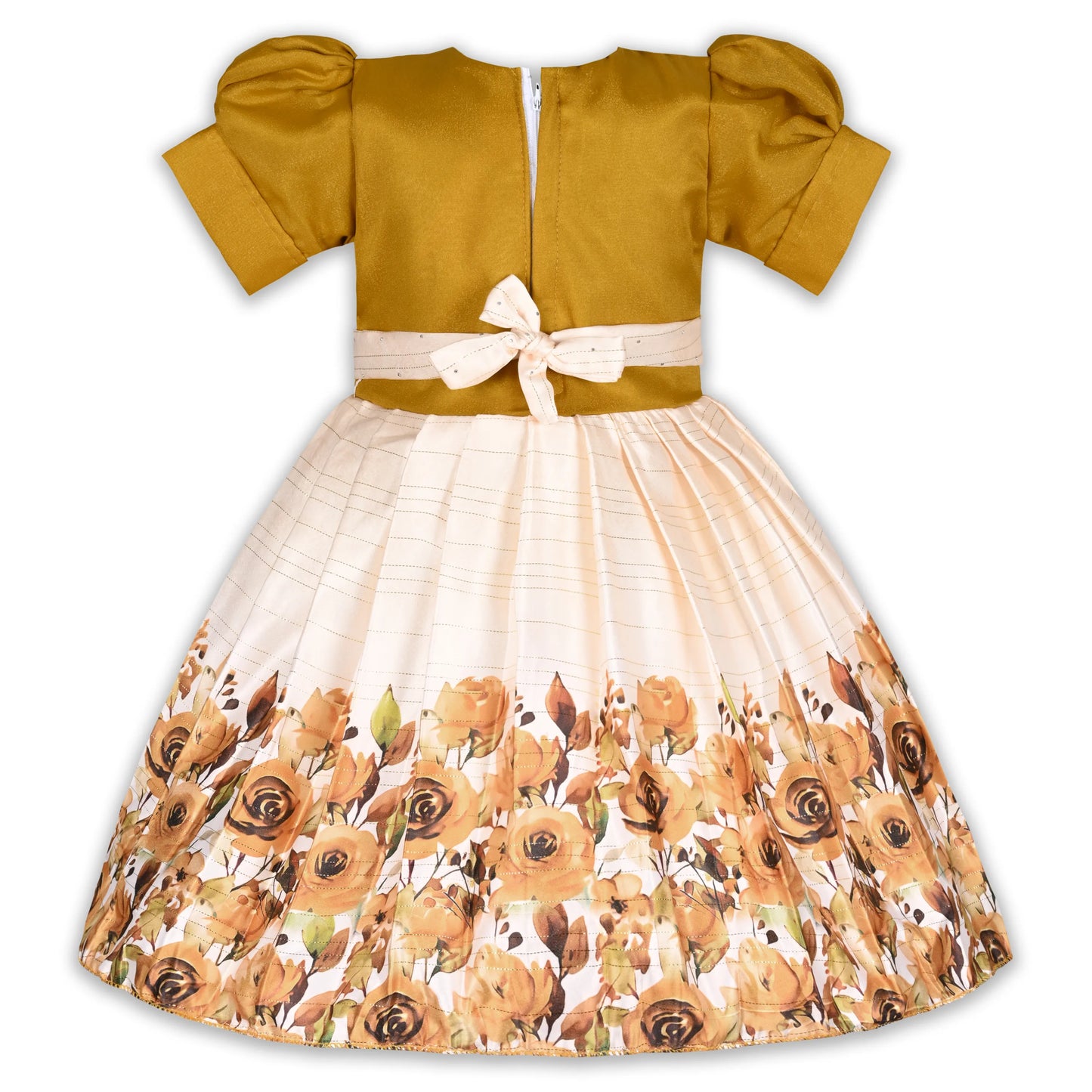 Elegant Kids Party Dress – Satin Fabric | Embroidered Bodice | Floral Print Occasion Wear