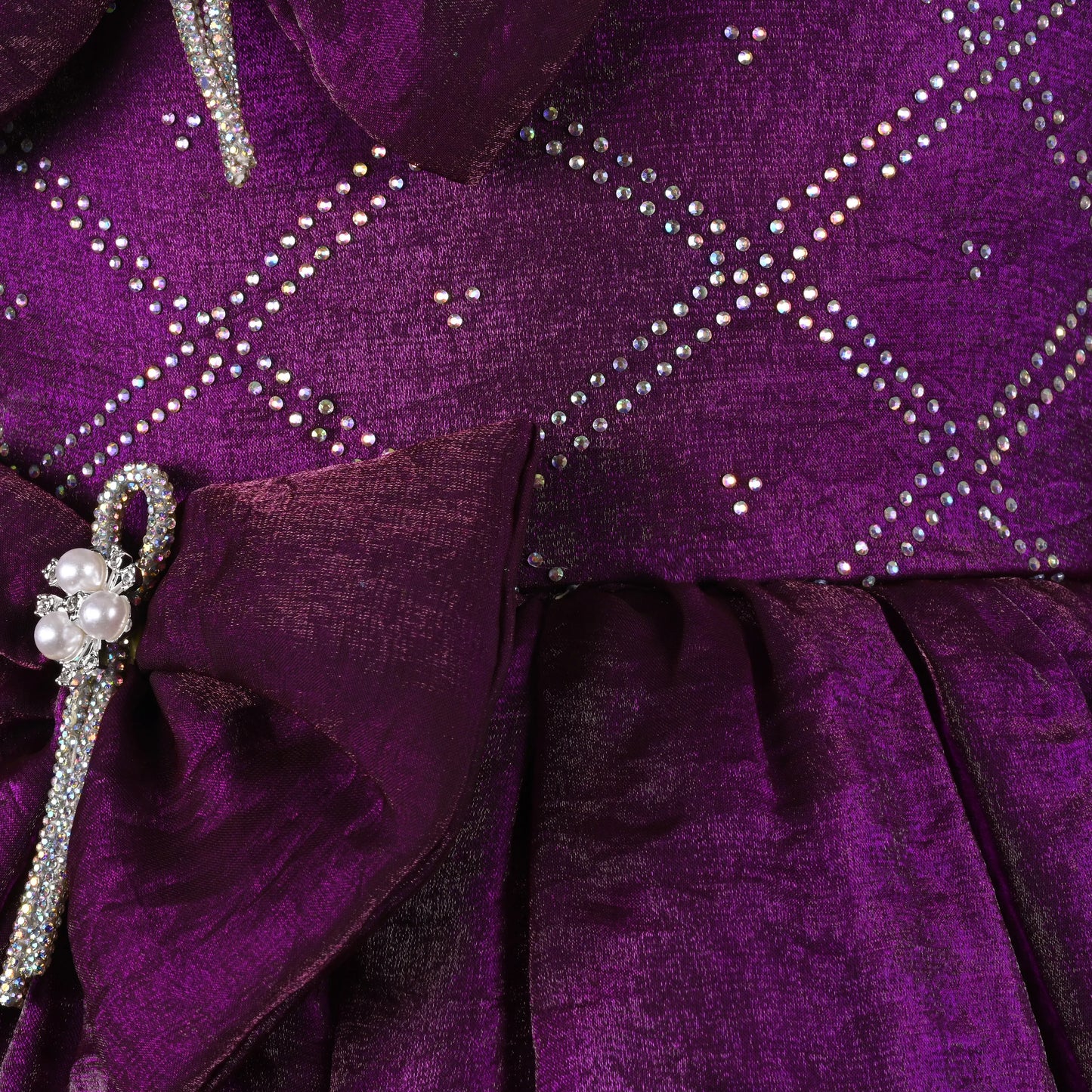 Girls Satin Party Dress with Bow Detail & Embellished Design | Premium Kids Festive Wear