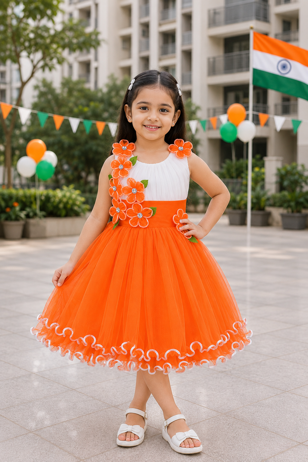 Girls Knee Length A-Line Frock Dress