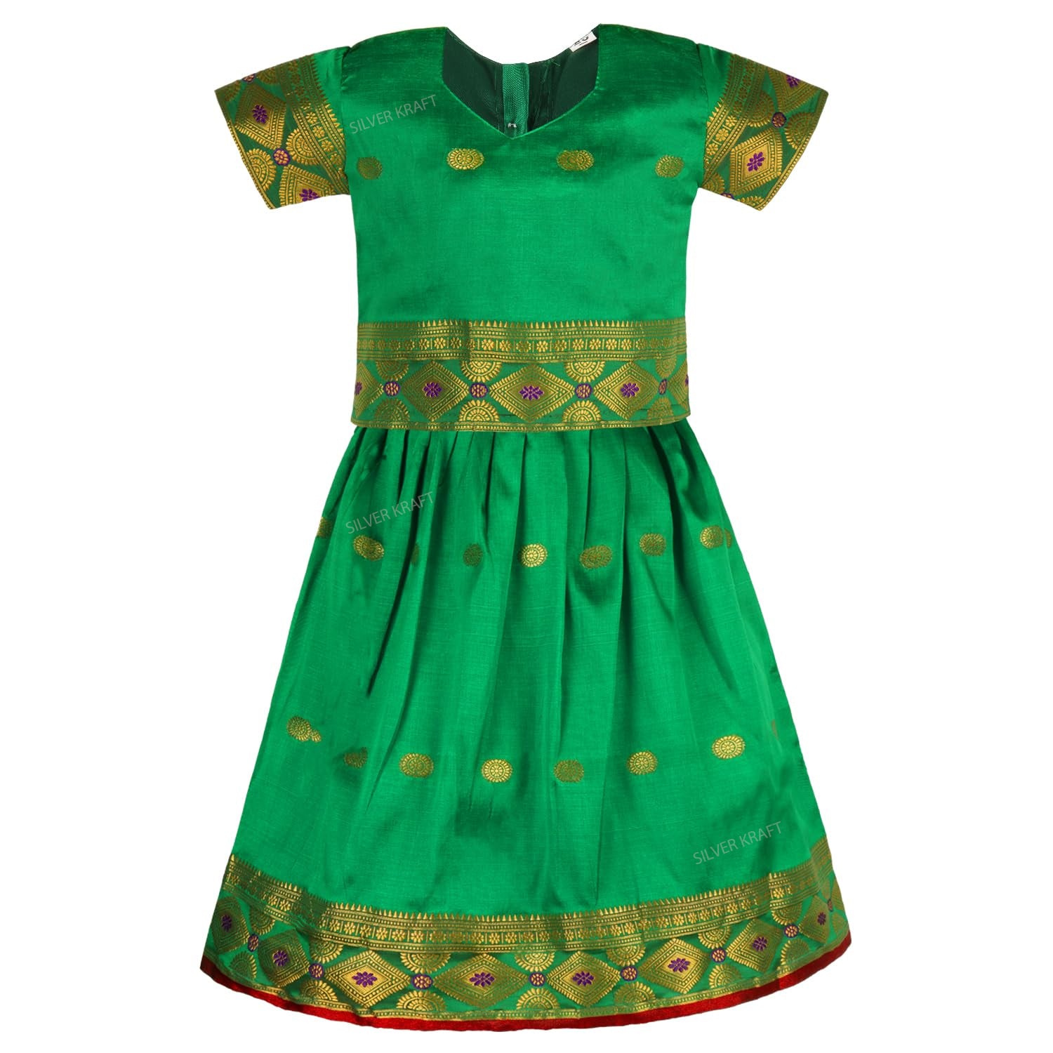 Baby Girls Ethnic Silk Pattu Pavadai Dress | Girls' Lehenga Choli