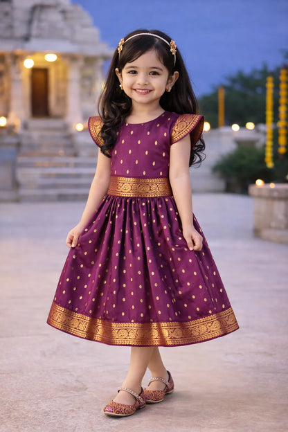 Girls Pattu Pavadai Art Silk Lehenga Choli – Traditional Stitched Ethnic Wear