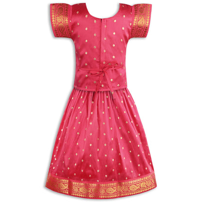 Girls Pattu Pavadai Art Silk Lehenga Choli – Traditional Stitched Ethnic Wear