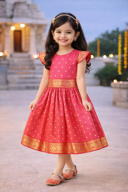 Girls Pattu Pavadai Art Silk Lehenga Choli – Traditional Stitched Ethnic Wear