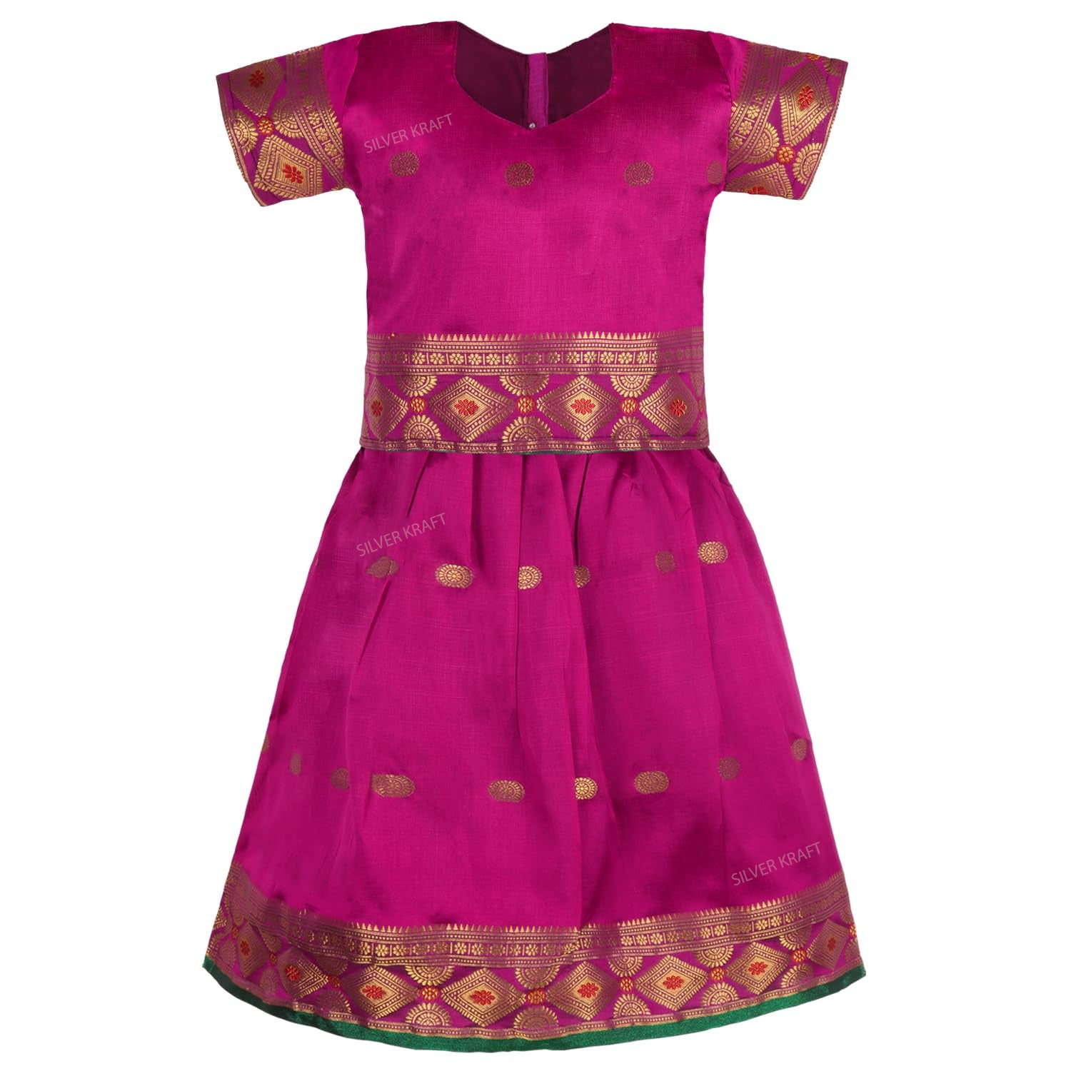 Baby Girls Ethnic Silk Pattu Pavadai Dress | Girls' Lehenga Choli