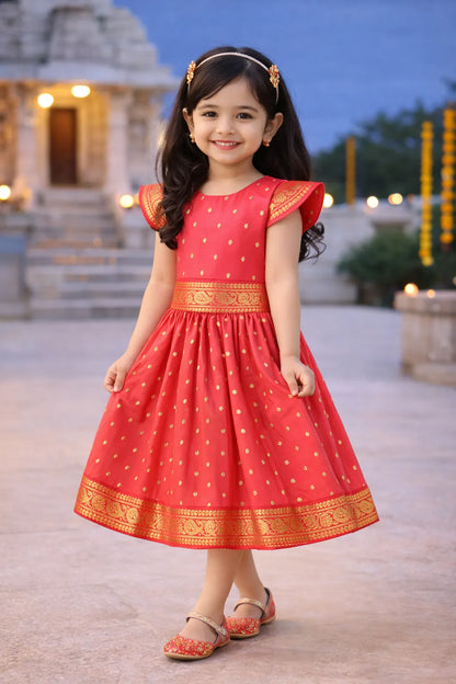 Girls Pattu Pavadai Art Silk Lehenga Choli – Traditional Stitched Ethnic Wear