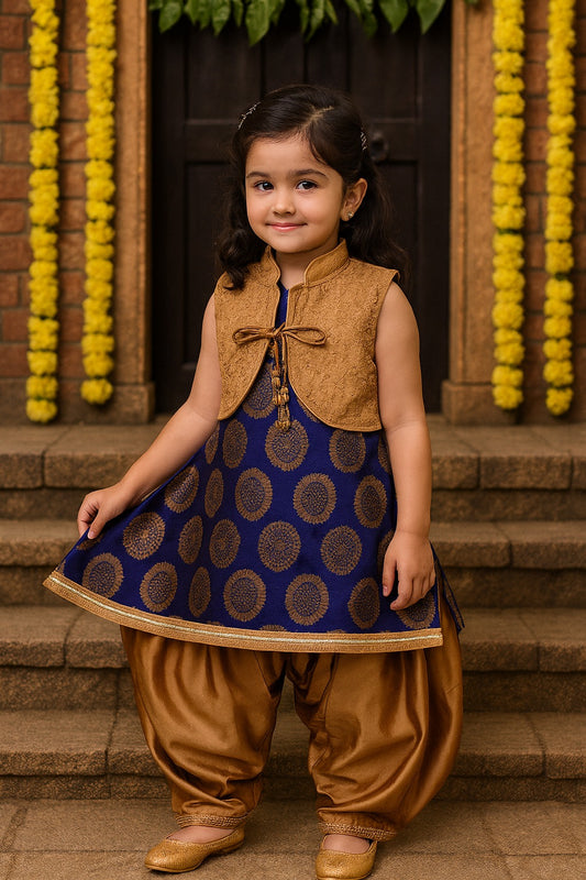 Girls Woven Design Kurta set
