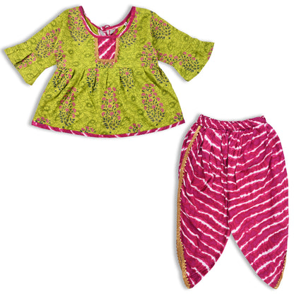 Girls Embroidered Dhoti Pant Set
