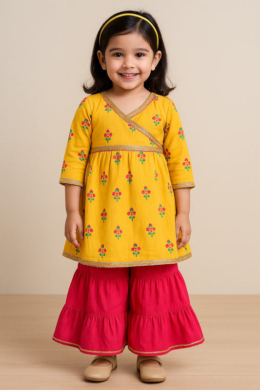 Girls Embroidered Sharara Set