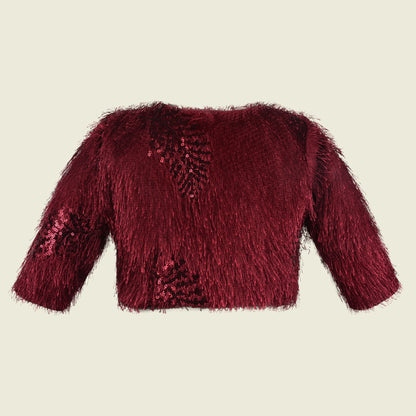 Baby Girls Party Wear Faux Fur Sequins Shrug | Festive & Birthday Outfit Layer