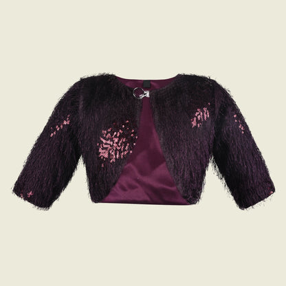 Baby Girls Party Wear Faux Fur Sequins Shrug | Festive & Birthday Outfit Layer