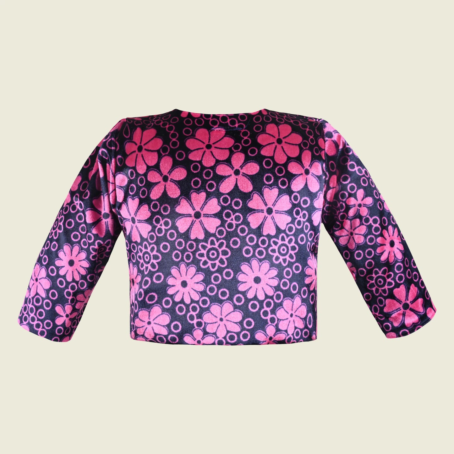 Baby Girls Velvet Printed Party Wear Shrug | Floral Velvet Jacket | Satin Inner | 3/4 Sleeves | Festive & Birthday Outfit Layer