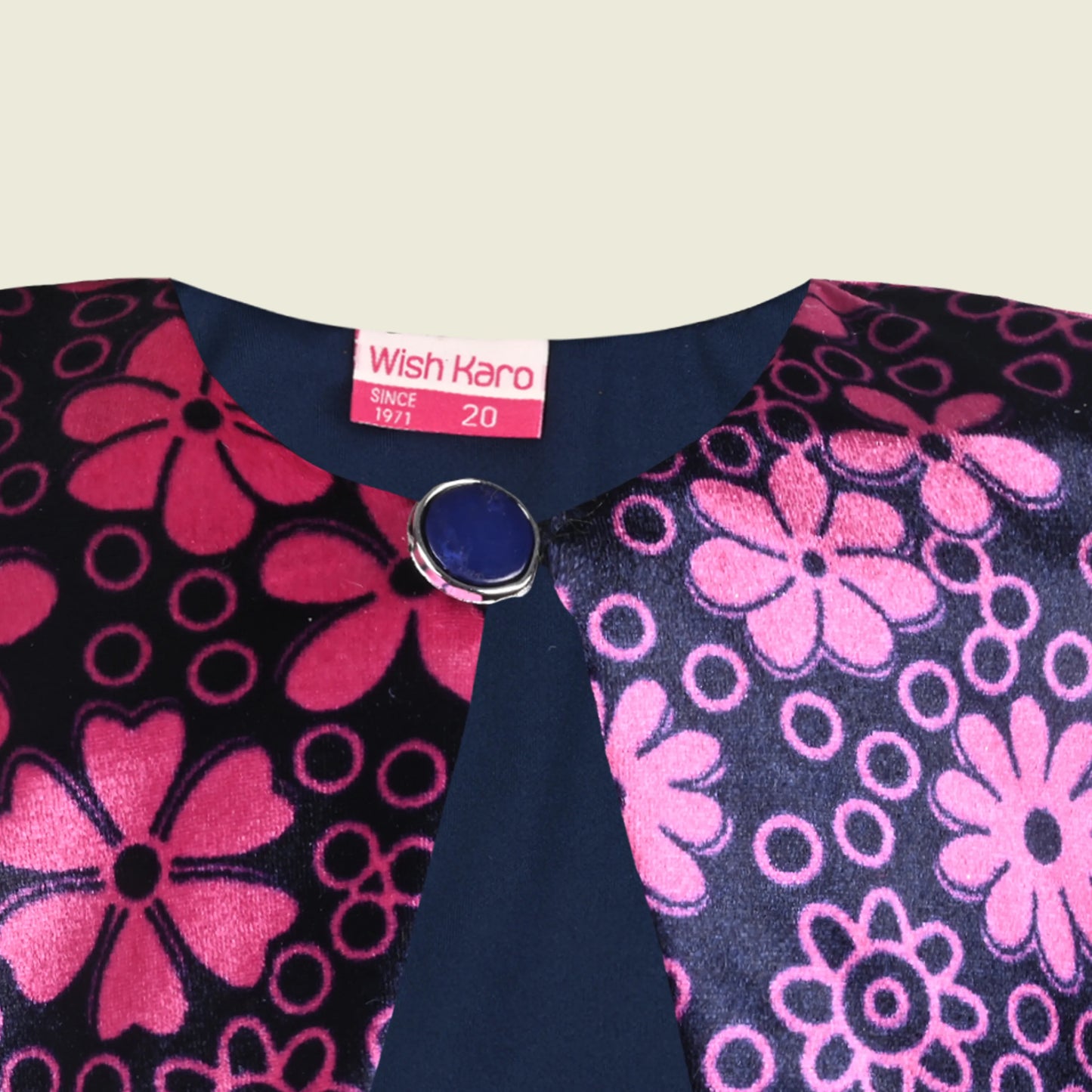 Baby Girls Velvet Printed Party Wear Shrug | Floral Velvet Jacket | Satin Inner | 3/4 Sleeves | Festive & Birthday Outfit Layer