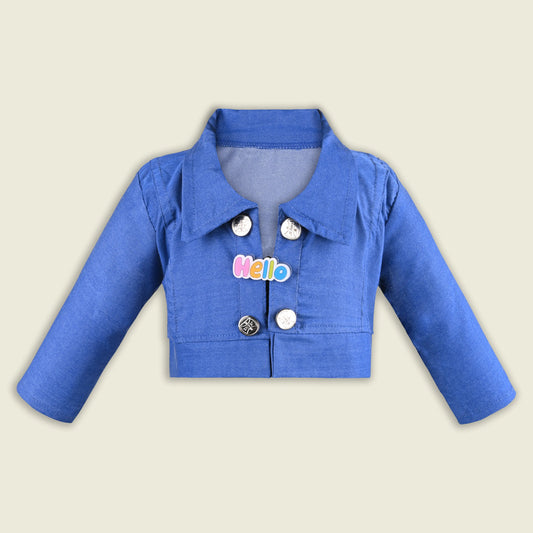Baby Girls Denim Blend Shrug | Stylish Front-Button Jacket | Casual & Party Layering