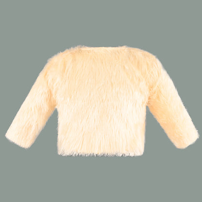 Baby Girls Fur Shrug | Soft Faux Fur Winter Jacket | Full Sleeves | Party & Festive Layering