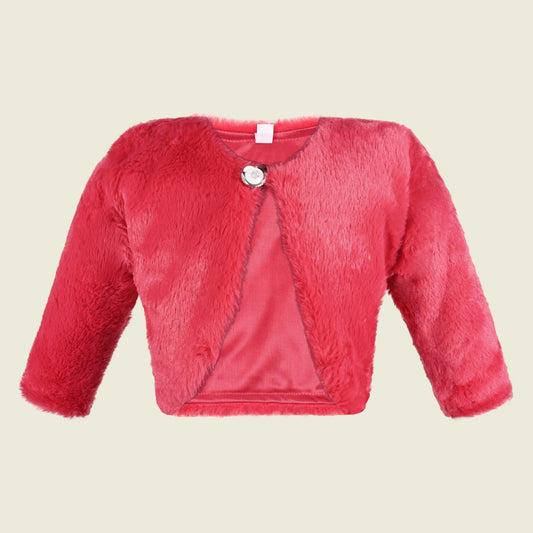 Baby Girls Fur Party Shrug | Soft Faux Fur Winter Jacket | Warm Ethnic & Western Layering Shrug