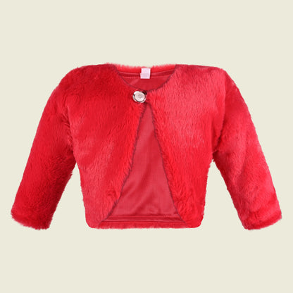 Baby Girls Fur Party Shrug | Soft Faux Fur Winter Jacket | Warm Ethnic & Western Layering Shrug