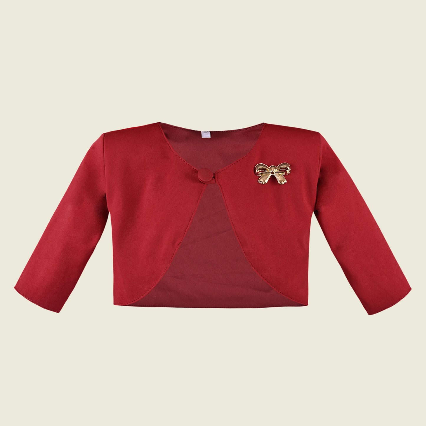 Baby Girls Satin Party Shrug | Elegant Navy Blue Satin Jacket with Bow Brooch | Wedding, Festive & Birthday Wear