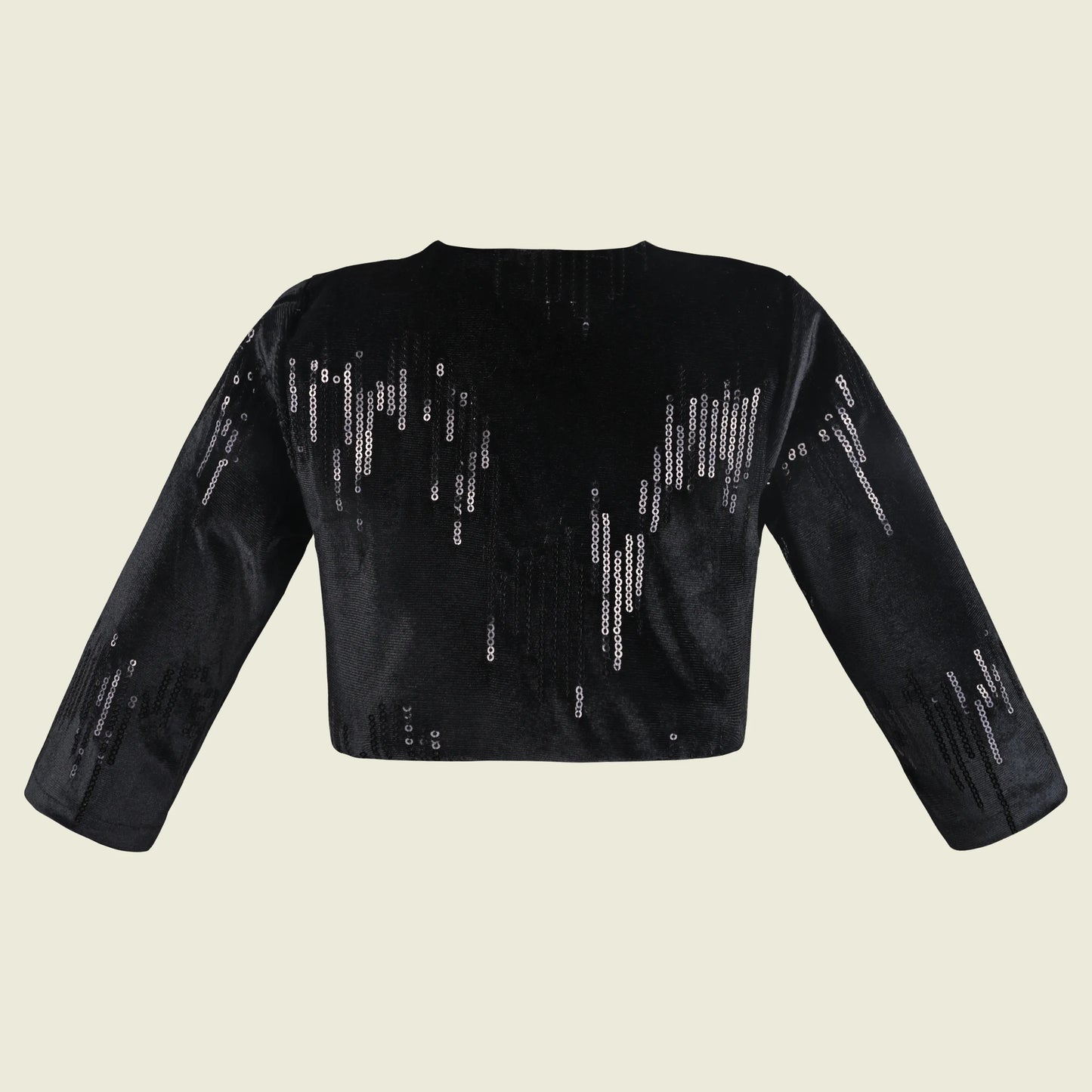 Baby Girls Velvet Party Shrug | Black Velvet Sequin Jacket for Gowns & Ethnic Dresses | Wedding & Festive Wear