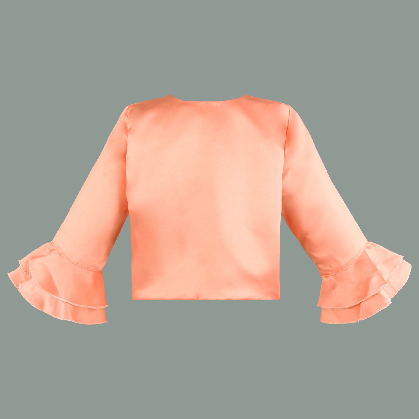 Baby Girls Satin Party Shrug | Light Blue Ruffle Sleeve Jacket for Gowns & Frocks | Wedding & Festive Wear