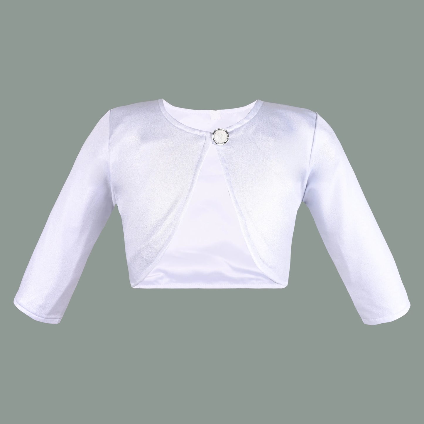 Baby Girls Satin Party Wear Shrug | Silver Satin Jacket for Gowns & Frocks | Wedding & Festive Outfit
