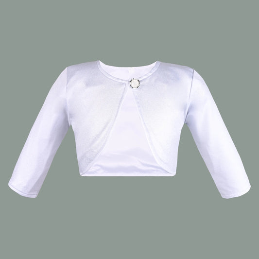 Baby Girls Satin Party Wear Shrug | Silver Satin Jacket for Gowns & Frocks | Wedding & Festive Outfit