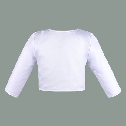 Baby Girls Satin Party Wear Shrug | Silver Satin Jacket for Gowns & Frocks | Wedding & Festive Outfit