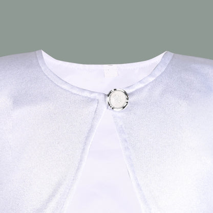 Baby Girls Satin Party Wear Shrug | Silver Satin Jacket for Gowns & Frocks | Wedding & Festive Outfit