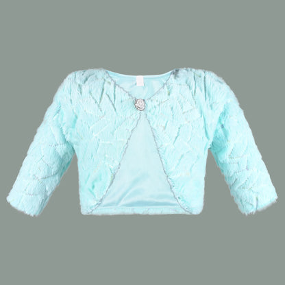 Baby Girls Fur Party Wear Shrug | Soft Faux Fur Jacket with Sequins | Winter Wedding & Festive Outfit