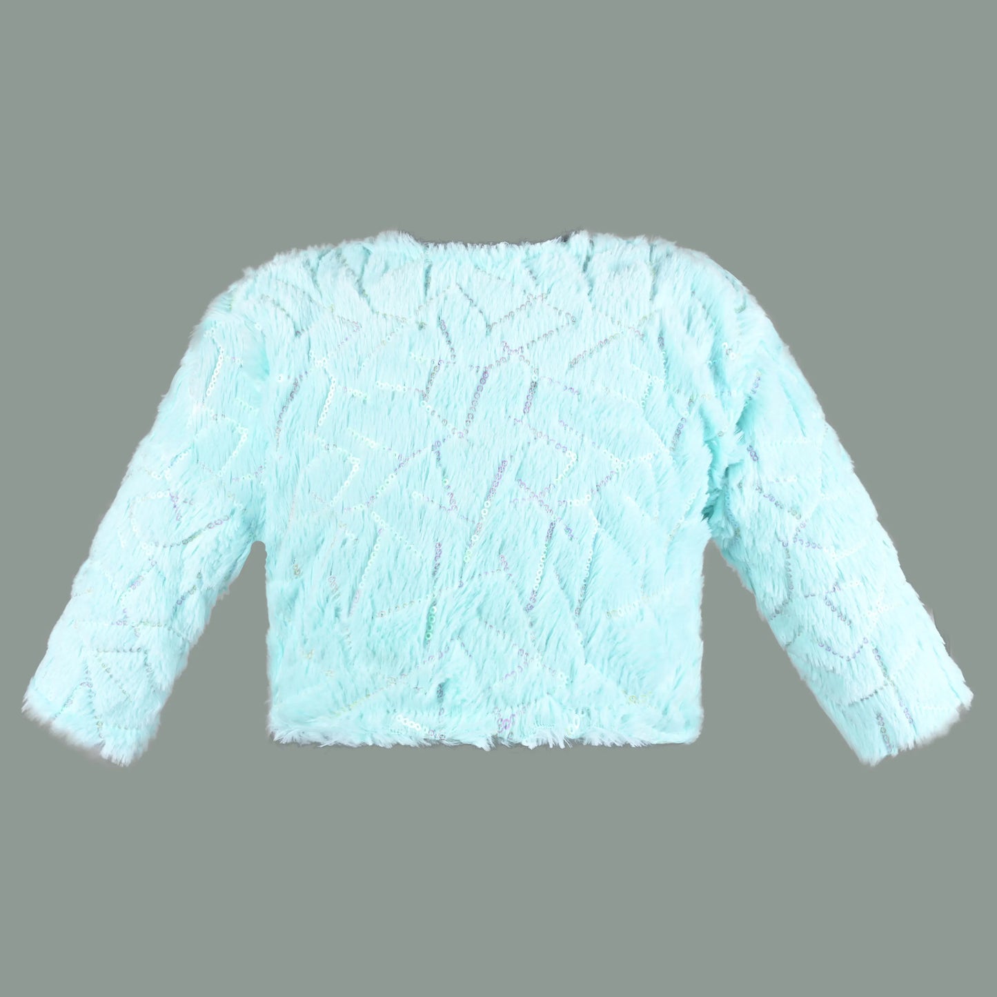 Baby Girls Fur Party Wear Shrug | Soft Faux Fur Jacket with Sequins | Winter Wedding & Festive Outfit