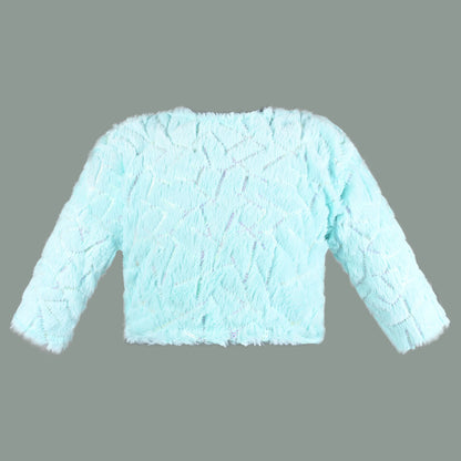 Baby Girls Fur Party Wear Shrug | Soft Faux Fur Jacket with Sequins | Winter Wedding & Festive Outfit