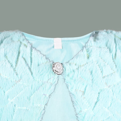 Baby Girls Fur Party Wear Shrug | Soft Faux Fur Jacket with Sequins | Winter Wedding & Festive Outfit