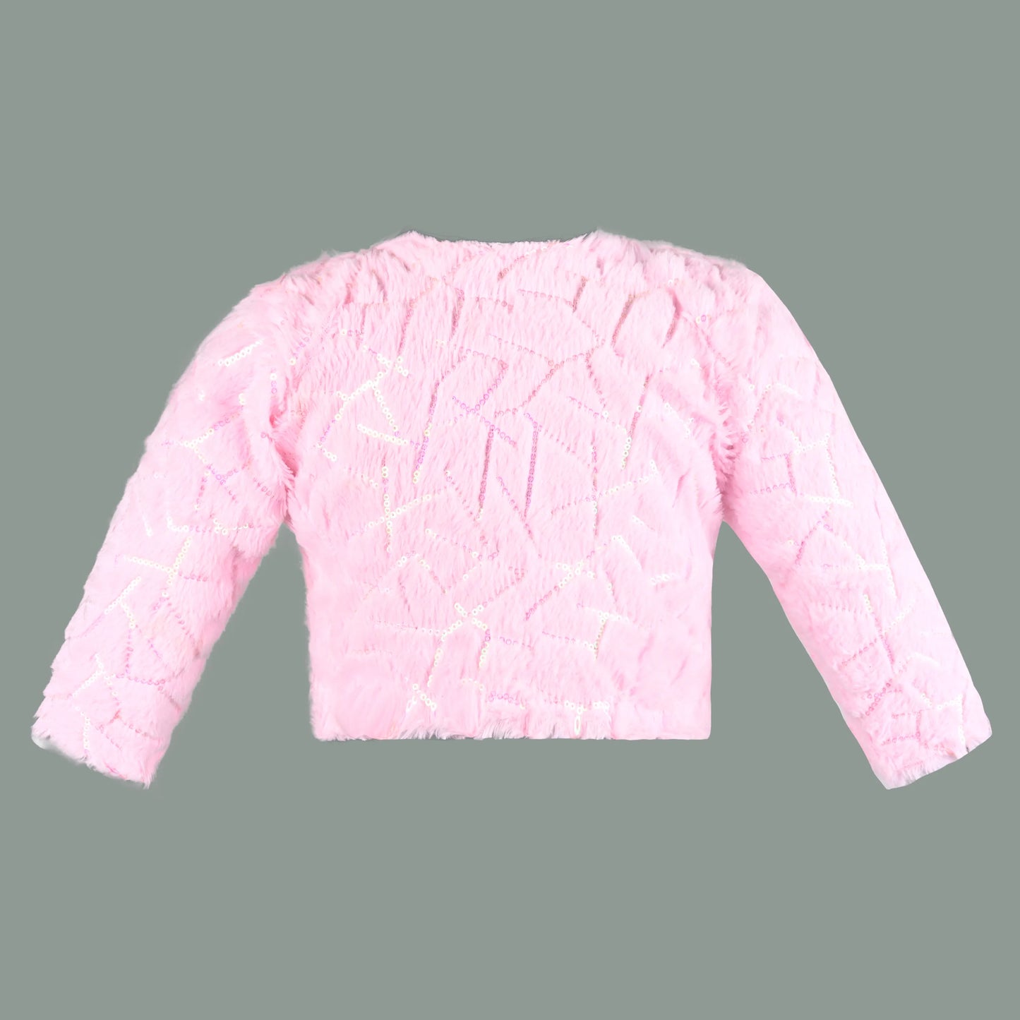 Baby Girls Fur Party Wear Shrug | Soft Faux Fur Jacket with Sequins | Winter Wedding & Festive Outfit