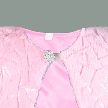 Baby Girls Fur Party Wear Shrug | Soft Faux Fur Jacket with Sequins | Winter Wedding & Festive Outfit