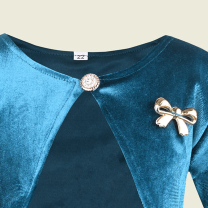 Baby Girls Satin Party Wear Shrug | Elegant Satin Jacket with Bow Brooch | Wedding & Festive Layering