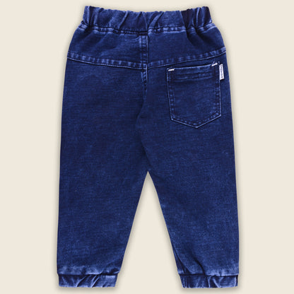 Boys Cartoon Embroidered Elastic Jeans