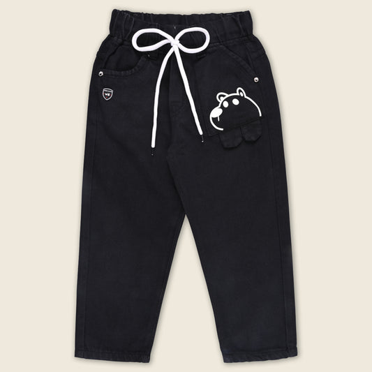 Boys Corduroy Cartoon Bear Elastic Trouser