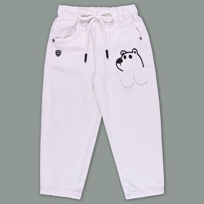 Boys Corduroy Cartoon Bear Elastic Trouser
