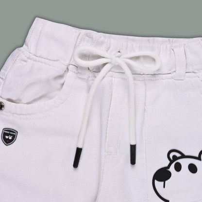 Boys Corduroy Cartoon Bear Elastic Trouser