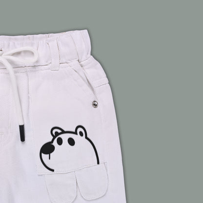 Boys Corduroy Cartoon Bear Elastic Trouser