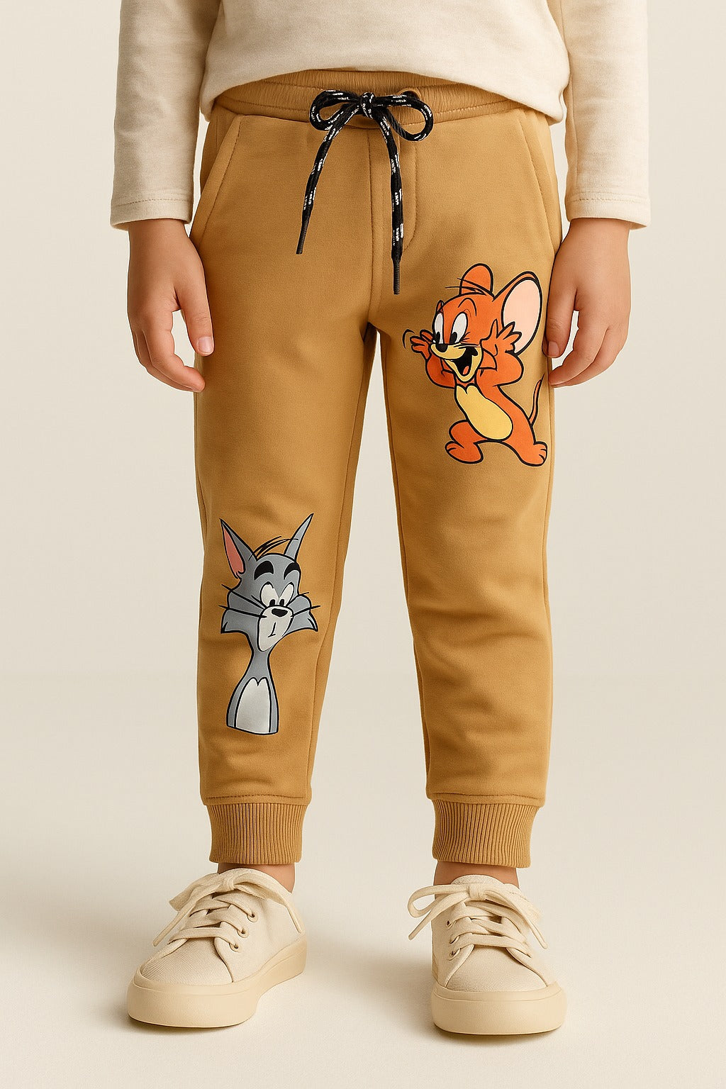 Boys Cartoon Print Elastic Cotton Casual Joggers