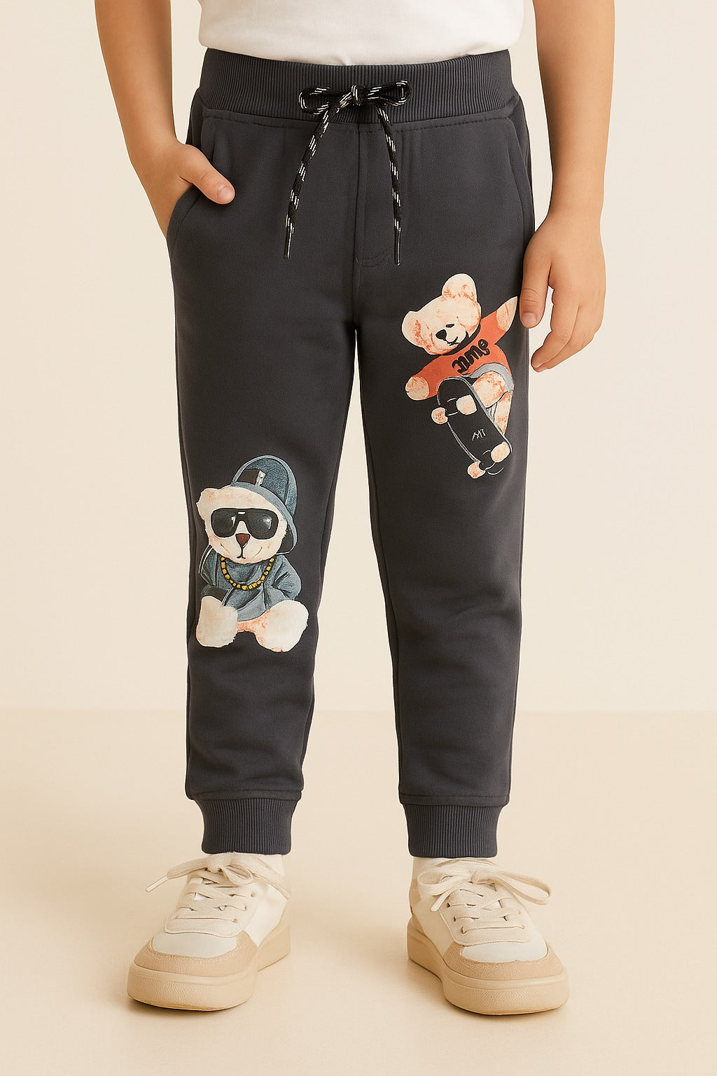 Boys Cartoon Print Elastic Cotton Casual Joggers