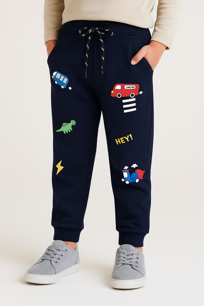 Boys Cartoon Print Elastic Cotton Casual Joggers