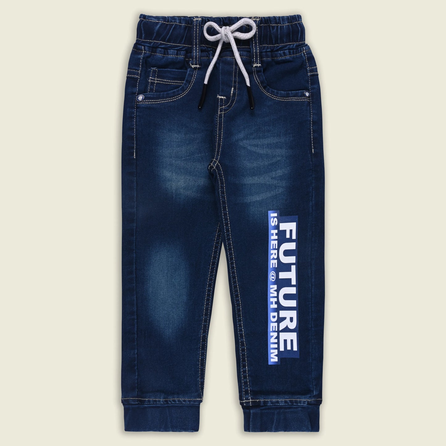 Boys Cotton Denim Jogger Jeans with Drawstring