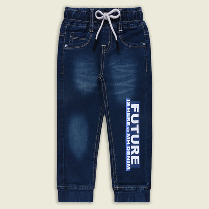 Boys Cotton Denim Jogger Jeans with Drawstring