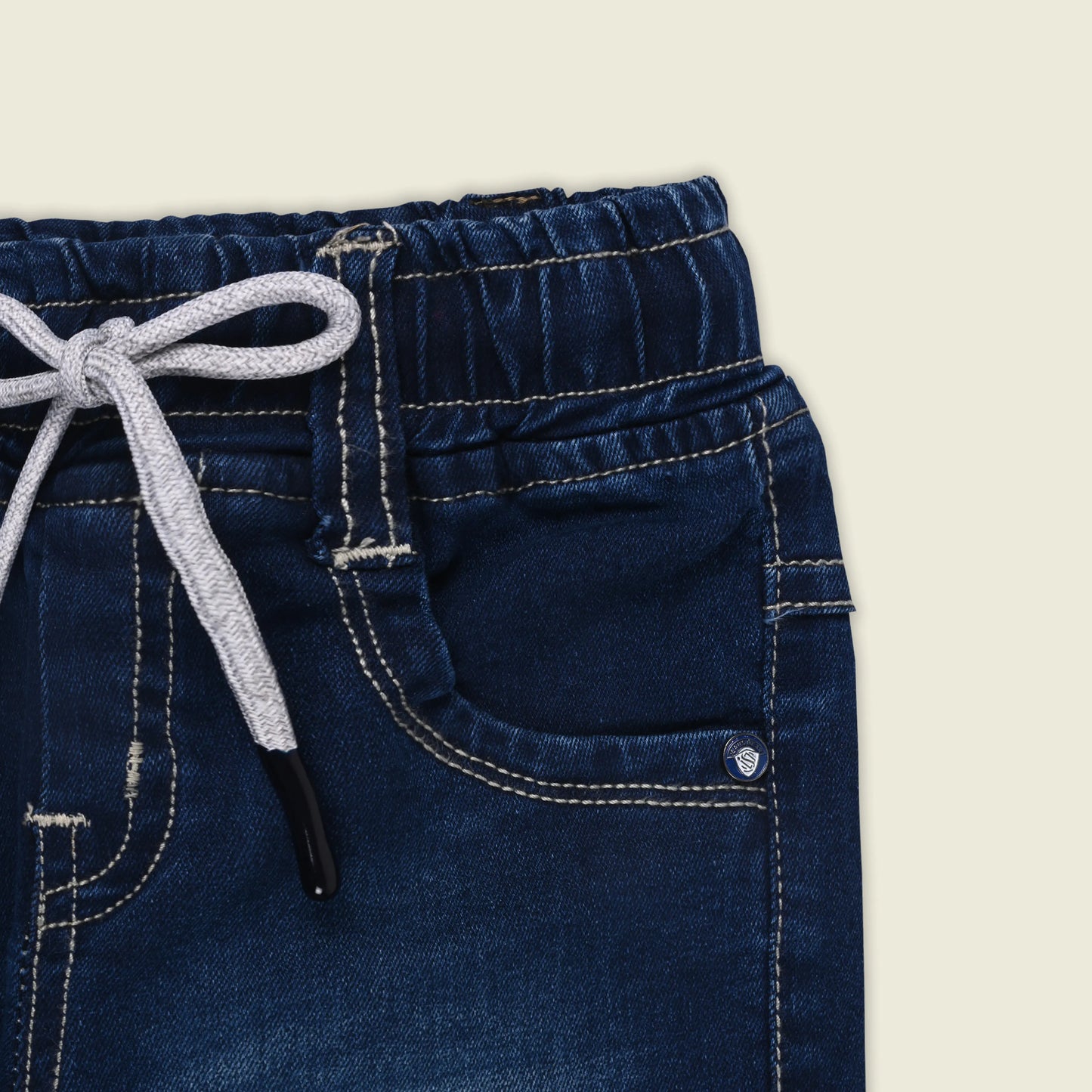 Boys Cotton Denim Jogger Jeans with Drawstring