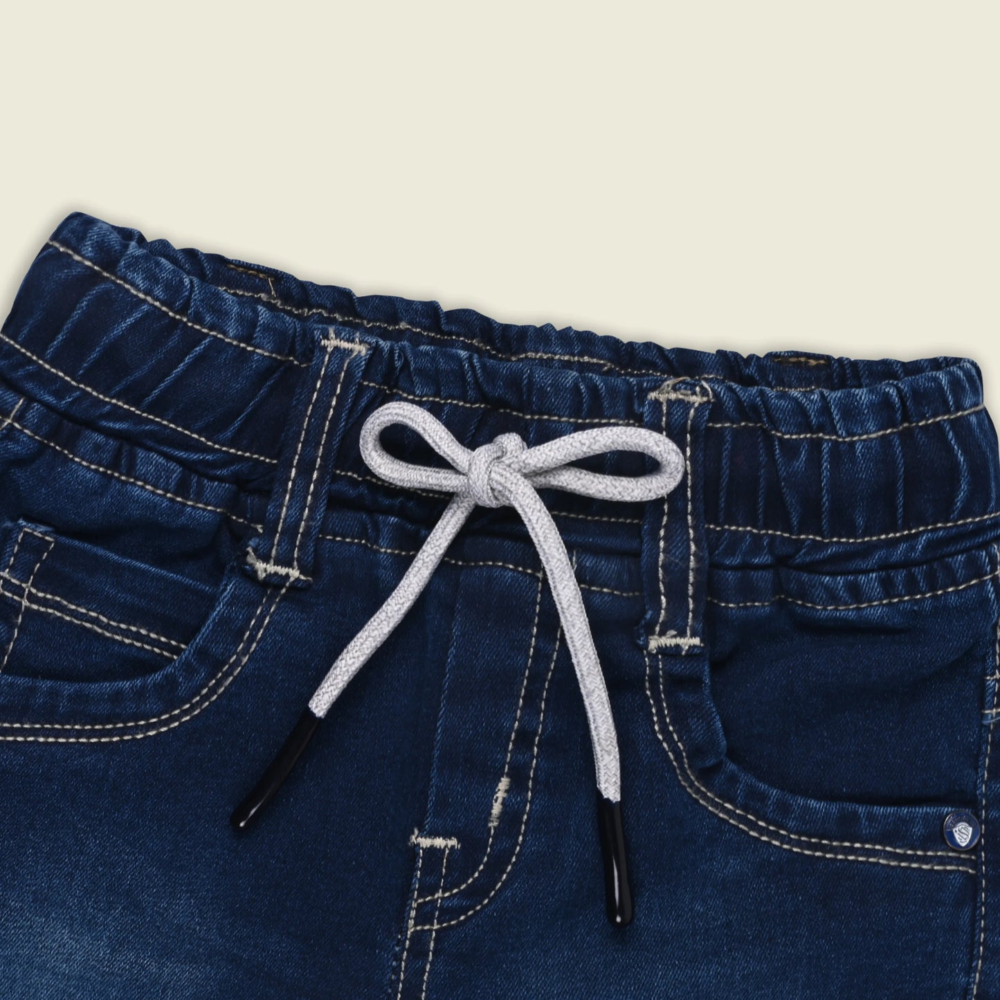 Boys Cotton Denim Jogger Jeans with Drawstring